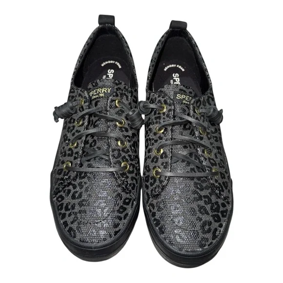 Women’s Sperry Black Animal Cheetah Print Sneakers - 7 - Picture 2 of 10